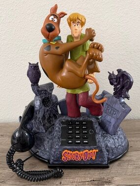 Vintage Telemania Scooby Doo & Shaggy Animated Push Button Telephone w/Box AS IS